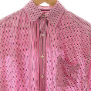 BALENCIAGA ストライプオーバーサイズシャツ 半袖 前開き 34 ピンク マルチカラー 470554 /DO OS SH