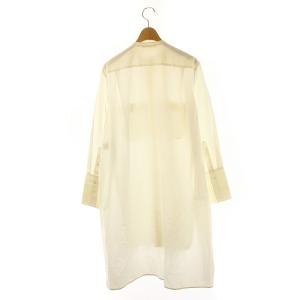 CELINE フィービー期 ロングシャツ ブラウス 長袖 フロントボタン スタンドカラー コットン 34 S 白 ホワイト