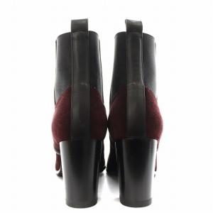 Sergio Rossi ショートブーツ アーモンドトゥ チャンキーヒール スエード 37 ボルドー A71030 /AN4 SH