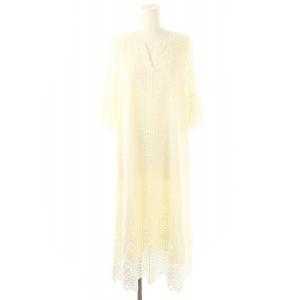 カフタンレースドレス ワンピース ロング 五分袖 36 白 ホワイト /DF OS SH