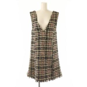 22AW ツイードジャンパースカート ひざ丈 36 S 黒 ブラック マルチカラー /YQ OS SH