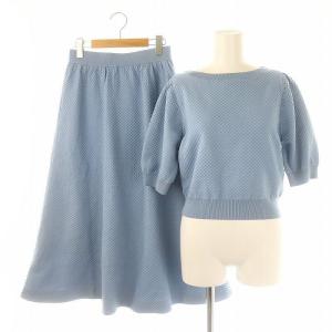 24AW ブローチ付きニットセットアップ セーター 五分袖 プルオーバー スカート ロング丈 マキシ丈 フレア ブローチ付き