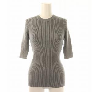 RIB KNIT プルオーバー ニット カットソー 五分袖 グレー