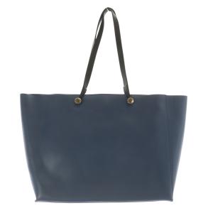FURLA ポーチ付き ロゴレザー トートバッグ ハンドバッグ 青 ブルー /SR14