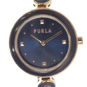 バングルウォッチ 腕時計 クオーツ ドレスウォッチ ロゴ 紺 ネイビー ゴールド色 WW00010013L3