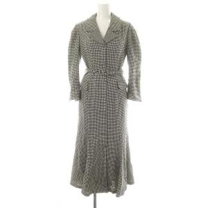 バリエマーメイドジャケットワンピース ロング マキシ丈 長袖 ベルト付き 0 黒 ブラック アイボリー