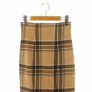 SNIDEL ハイウエストタイトヘムフレアスカート ロング チェック 00 ベージュ 黒 茶