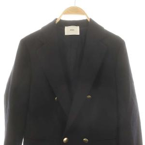 IENA 23AW ウールサージ金ボタンジャケット テーラードジャケット ダブル 総裏地 36 紺 ネイビー