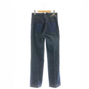 FENDI ロゴパッチキルティングポケットフレアデニムパンツ 40 ネイビー