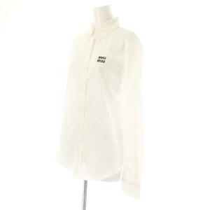 miumiu 23年 ポプリンシャツ 36 ホワイト ブラック MK1657