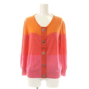 カシミヤ カーディガン 長袖 ひねりボタン S オレンジ ピンク /YQ OS