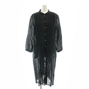 リネンワンピース ロング 長袖 黒 ブラック