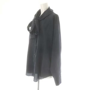 CLANE 24AW BOW TIE HOODIE SHIRT シャツ ボウタイ 長袖 フード 1 紺 ネイビー
