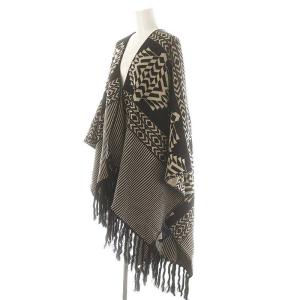 PENDLETON ニットブランケットショールジャケット ロング 総柄 黒 ブラック ベージュ /DO OS