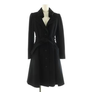 カメリアボタンウールコート ロング ベルト付 34 黒 ブラック /MY OS