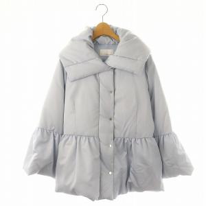 ドットボタンペプラムダウンジャケット アウター ミドル丈 総裏地 38 ライトブルー /DO OS