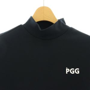 PEARLY GATES 24AW PGG ハイブリッドメッシュ長袖モックネックカットソー 長袖 ロゴ 0 黒 ブラック 白 ホワイト