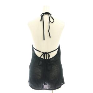 Mame Kurogouchi Openwork Lace-up Knitted Top ニット カットソー ノースリーブ 3 黒 ブラック