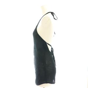 Mame Kurogouchi Openwork Lace-up Knitted Top ニット カットソー ノースリーブ 3 黒 ブラック