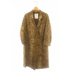 レオパードコート フェイクファーコート チェスターコート アウター ロング ベージュ 茶色 ブラウン /ES