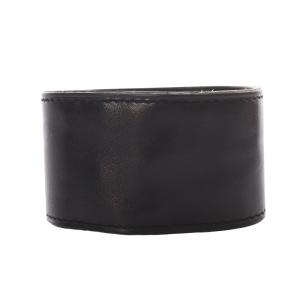 HERMES ワイドレザーブレスレット バングル 黒 ブラック 刻印I