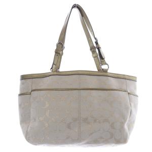COACH シグネチャー キャンバス トートバッグ ハンドバッグ べージュ ゴールド色 F17724