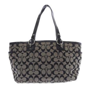 COACH シグネチャー キャンバス トートバッグ ハンドバッグ 黒 ブラック F19249