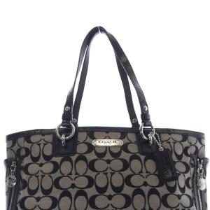 COACH シグネチャー キャンバス トートバッグ ハンドバッグ 黒 ブラック F19249