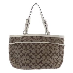 COACH シグネチャー トートバッグ ハンドバッグ 茶色 ブラウン 白 ホワイト F17726