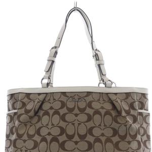 COACH シグネチャー トートバッグ ハンドバッグ 茶色 ブラウン 白 ホワイト F17726