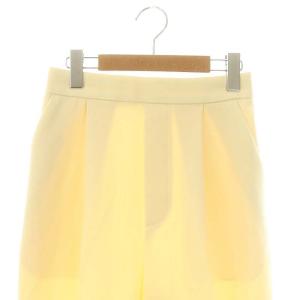 ENFOLD ダブルクロス ゴムクロップドパンツ テーパード タック 36 黄 イエロー