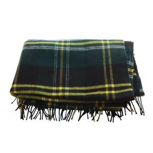 Traditional Weatherwear ウールチェックマフラー ストール 黒 ブラック 緑 グリーン /SR8