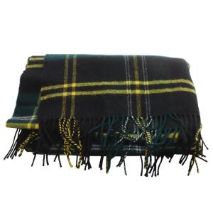 Traditional Weatherwear ウールチェックマフラー ストール 黒 ブラック 緑 グリーン /SR8