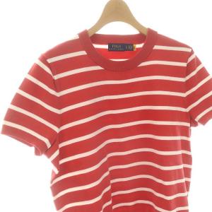 POLO RALPH LAUREN ボーダーサマーニットトップス カットソー 半袖 LG 赤 レッド 白 ホワイト
