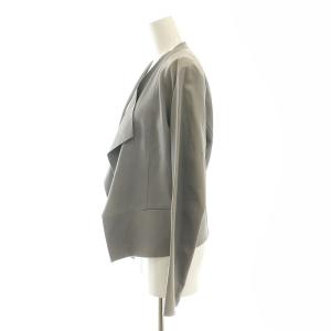 theory luxe ×Raw+ ゴートレザー ジャケット ノーカラー 038 グレー /HK OS