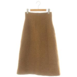 ブークレウールハイウエストスカート ロング フレア ボア 36 ブラウンベージュ
