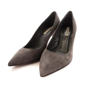 パンプス スエード ポインテッドトゥ 37 24cm グレー /AK23