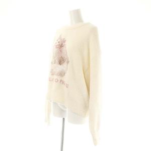 gelato pique 25SS ベビモコCATジャガードプルオーバー ルームウェア ニット 長袖 F オフホワイト