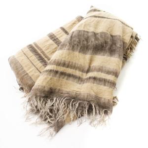 ストール マフラー カシミヤ混 フリンジ 茶 /MM OF