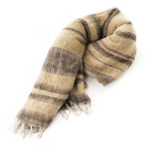 Faliero Sarti ストール マフラー カシミヤ混 フリンジ 茶 /MM OF