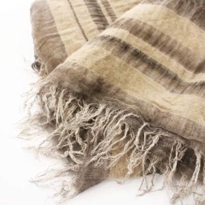 Faliero Sarti ストール マフラー カシミヤ混 フリンジ 茶 /MM OF