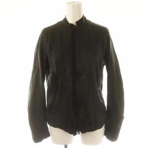 牛革 レザージャケット ブルゾン フルジップ コットン 黒 ブラック /YQ OS