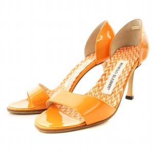 パンプス サンダル エナメル ピンヒール 34.5 オレンジ /MM OF