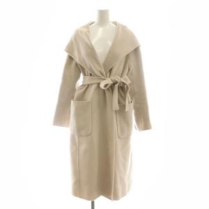 カシミヤコンリバーフード コート ロング アウター ベルト付き 34 ベージュ /MI OS