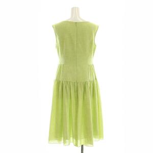 René スクエアネック ノースリーブワンピース ロング丈 ミモレ丈 36 S 黄緑 ライトグリーン