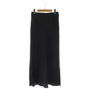 23AW ダブルサテンスカート ロング タイト スリット 36 紺 ネイビー