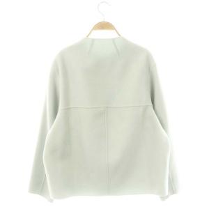 23区 23AW ウールリバー ショート ブルゾン ジャケット ノーカラー 40 水色 ライトブルー