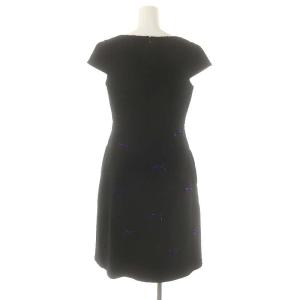 TOCCA 23AW PIXIE ブークレ リボン ドレス ワンピース 膝丈 半袖 0 黒 ブラック /HK OS