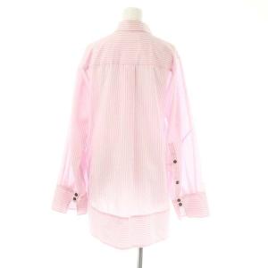 ENFOLD 24SS STRIPE SOLID-SLEEVE SHIRT シャツ 長袖 ストライプ 38 ピンク 白 ホワイト