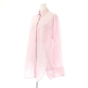 ENFOLD 24SS STRIPE SOLID-SLEEVE SHIRT シャツ 長袖 ストライプ 38 ピンク 白 ホワイト